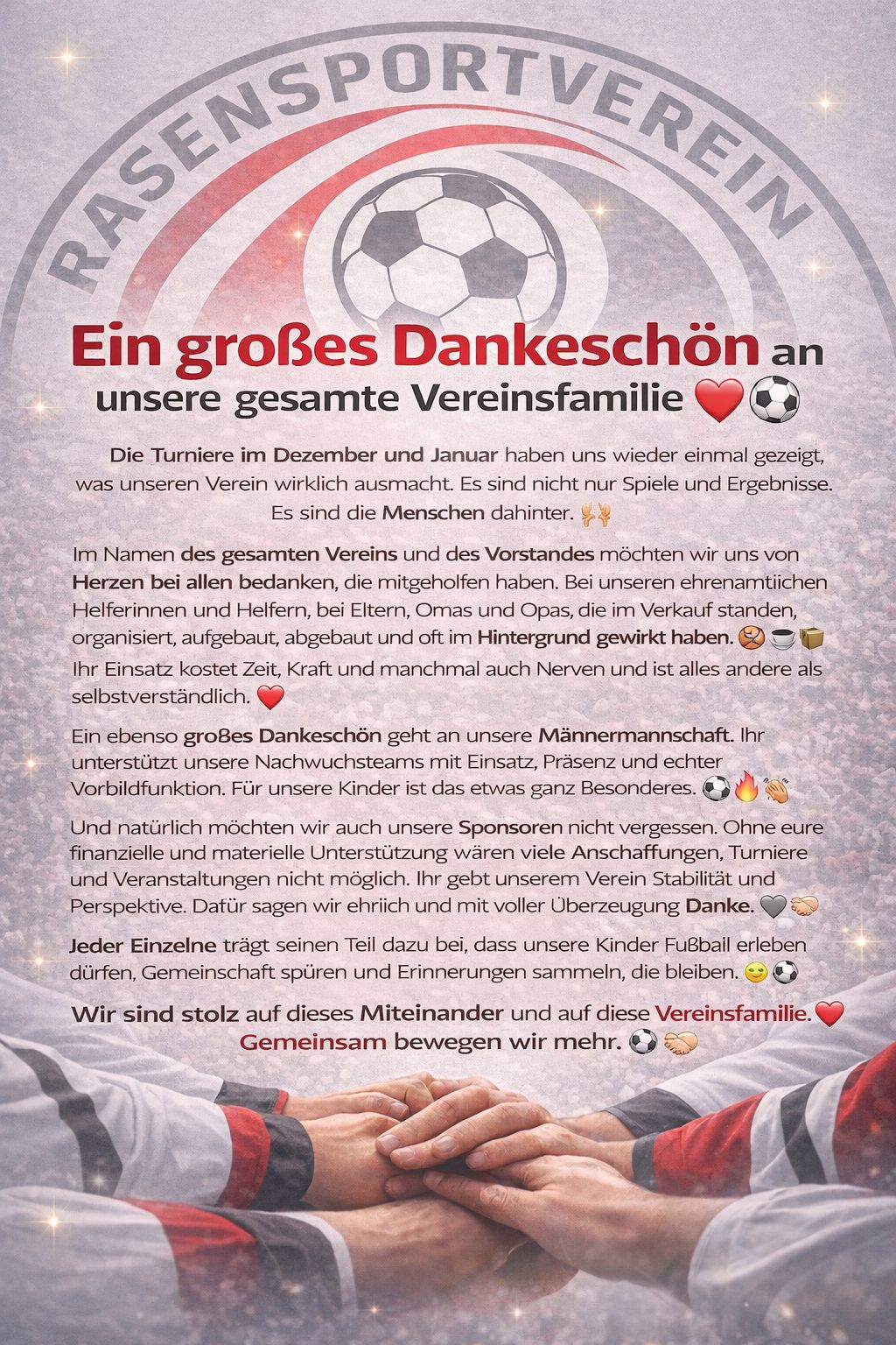 Ein großes Dankeschön an unsere gesamte Vereinsfamilie